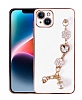 Eiroo Taka iPhone 15 Kamera Korumal Zincirli Beyaz Silikon Klf