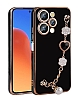 Eiroo Taka iPhone 15 Pro Max Kamera Korumal Zincirli Siyah Silikon Klf