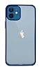 Eiroo Thin Back iPhone 12 / 12 Pro 6.1 in Lacivert Silikon Klf