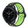 Eiroo Samsung Galaxy Watch 3 45 mm Silikon Siyah-Yeil Spor Kordon