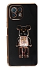 Eiroo Xiaomi Mi 11 Lite Candy Bear Standl Siyah Silikon Klf