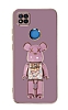 Eiroo Xiaomi Poco C3 Candy Bear Standl Mor Silikon Klf