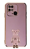 Eiroo Xiaomi Poco C40 Baby Bear Standl Mor Silikon Klf