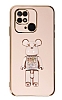 Eiroo Xiaomi Poco C40 Candy Bear Standl Pembe Silikon Klf