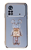 Eiroo Xiaomi Poco X4 Pro 5G Candy Bear Standl Mavi Silikon Klf