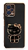 Eiroo Xiaomi Poco X5 5G Aynal Kitty Standl Siyah Silikon Klf