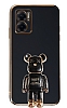 Eiroo Xiaomi Redmi Note 11E Baby Bear Standl Siyah Silikon Klf