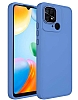 Eiroo Xiaomi Redmi 10C Metal ereveli Mavi Rubber Klf