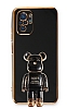 Eiroo Xiaomi Redmi Note 10S Baby Bear Standl Siyah Silikon Klf