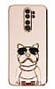 Eiroo Xiaomi Redmi Note 8 Pro Bulldog Standl Pembe Silikon Klf