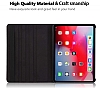 iPad Pro 12.9 2020 360 Derece Dner Standl Siyah Deri Klf - Resim: 2