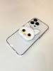 iPhone 12 Pro Kedi Figrl Telefon Tutuculu Beyaz Silikon Klf - Resim: 1