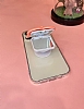 iPhone 12 Pro Kedi Figrl Telefon Tutuculu Ak Pembe Silikon Klf - Resim: 3
