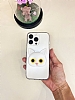 iPhone 12 Pro Kedi Figrl Telefon Tutuculu Beyaz Silikon Klf - Resim: 3
