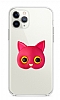 iPhone 13 Pro Max Kedi Figrl Telefon Tutuculu Koyu Pembe Silikon Klf