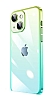 iPhone 14 Plus Geili Kamera Korumal Yeil-Mavi Silikon Klf