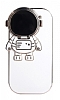 iPhone 7 Plus / 8 Plus Astronot Kamera Korumal Standl Beyaz Silikon Klf