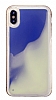 iPhone X / XS Neon Kumlu Mavi Silikon Klf