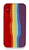 iPhone X / XS Rainbow Lansman Krmz-Mor Silikon Klf