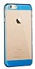 Joyroom iPhone 6 Plus / 6S Plus Mavi Metalik Kenarl effaf Rubber Klf