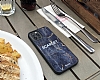 Dafoni Glossy Samsung Galaxy Note 20 Ultra Kiiye zel simli Simli Siyah Mermer Klf - Resim: 4