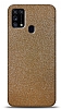 Dafoni Samsung Galaxy M31s Gold Parlak Simli Telefon Kaplama