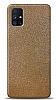 Dafoni Samsung Galaxy M51 Gold Parlak Simli Telefon Kaplama