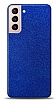 Dafoni Samsung Galaxy S21 Mavi Parlak Simli Telefon Kaplama