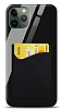 Eiroo iPhone 11 Pro Max Silikon Kenarl Kartlkl Siyah Cam Klf