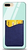 Eiroo iPhone 7 Plus / 8 Plus Silikon Kenarl Kartlkl Mavi Cam Klf