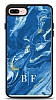 Dafoni Glossy iPhone 7 Plus / 8 Plus Kiiye zel ki Harf Simli Mavi Mermer Klf