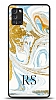 Dafoni Glossy Samsung Galaxy A21s Kiiye zel Harfli Simli Gold Mermer Klf