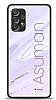 Dafoni Glossy Samsung Galaxy A52 Kiiye zel simli Simli Mor Mermer Klf