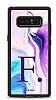 Dafoni Glossy Samsung Galaxy Note 8 Kiiye zel Harf Simli Pembe Mermer Desenli Klf