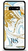 Dafoni Glossy Samsung Galaxy S10 Plus Kiiye zel Harfli Simli Gold Mermer Klf