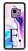 Dafoni Glossy Samsung Galaxy S9 Kiiye zel Harf Simli Pembe Mermer Desenli Klf