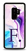 Dafoni Glossy Samsung Galaxy S9 Plus Kiiye zel Harf Simli Pembe Mermer Desenli Klf