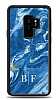Dafoni Glossy Samsung Galaxy S9 Plus Kiiye zel ki Harf Simli Mavi Mermer Klf