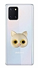 Samsung Galaxy Note 10 Lite Kedi Figrl Telefon Tutuculu Gri Silikon Klf