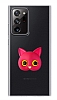 Samsung Galaxy Note 20 Ultra Kedi Figrl Telefon Tutuculu Koyu Pembe Silikon Klf