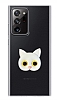 Samsung Galaxy Note 20 Ultra Kedi Figrl Telefon Tutuculu Beyaz Silikon Klf