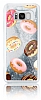 Samsung Galaxy S8 Plus Simli Sulu Donut Resimli Silver Silikon Klf