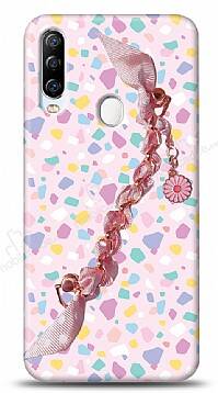 General Mobile GM 20 Pro Color Pattern Pembe Çiçekli Puantiye Desenli Zincirli Kılıf - 1