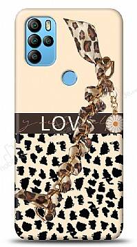 General Mobile GM 21 Pro Love Yourself Beyaz Çiçekli Leopar Desenli Zincirli Kılıf - 1