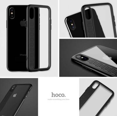 Hoco iPhone X / XS Kırmızı Silikon Kenarlı Şeffaf Rubber Kılıf - 4