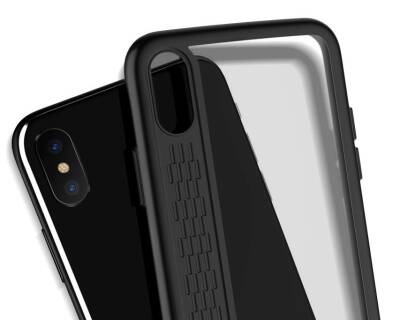 Hoco iPhone X / XS Kırmızı Silikon Kenarlı Şeffaf Rubber Kılıf - 7