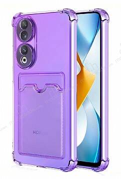 Honor 90 Kartlıklı Kamera Korumalı Şeffaf Mor Rubber Kılıf - 1