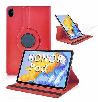 Honor Pad X8 Pro 11.5 360 Derece Döner Standlı Kırmızı Deri Kılıf - 1