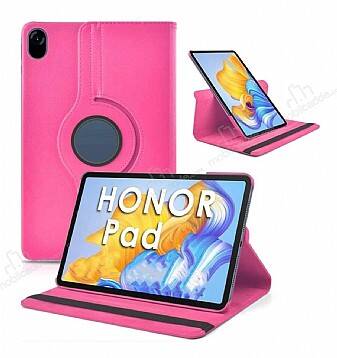 Honor Pad X8 Pro 11.5 360 Derece Döner Standlı Koyu Pembe Deri Kılıf - 1