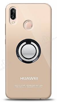 Huawei P20 Lite Siyah Tutuculu Şeffaf Kılıf - 1